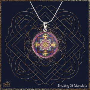 GemsArt Pendant : Shuang Xi Mandala, Mandala Collection 25 mm.