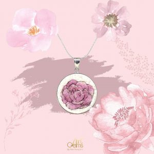 GemsArt Pendant : Jasmine (Pink), Flower of Love Collection 30 mm.