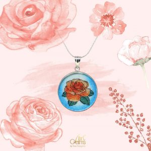 GemsArt Pendant : Orange Rose, Flower of Love Collection 30 mm.