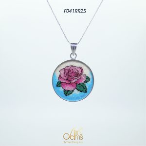 GemsArt Pendant : Pink Rose, Flower of Love Collection 25 mm.