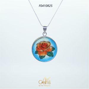 GemsArt Pendant : Orange Rose, Flower of Love Collection 25 mm.