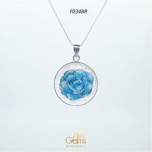 GemsArt Pendant : Jasmine (Blue), Flower of Love Collection 25 mm.