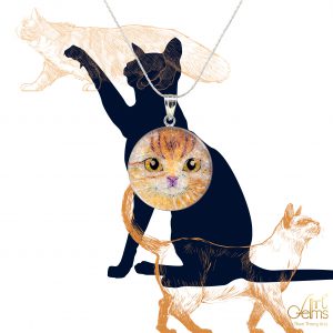 GemsArt Pendant : CA016R25, Cats Collection 30 mm.